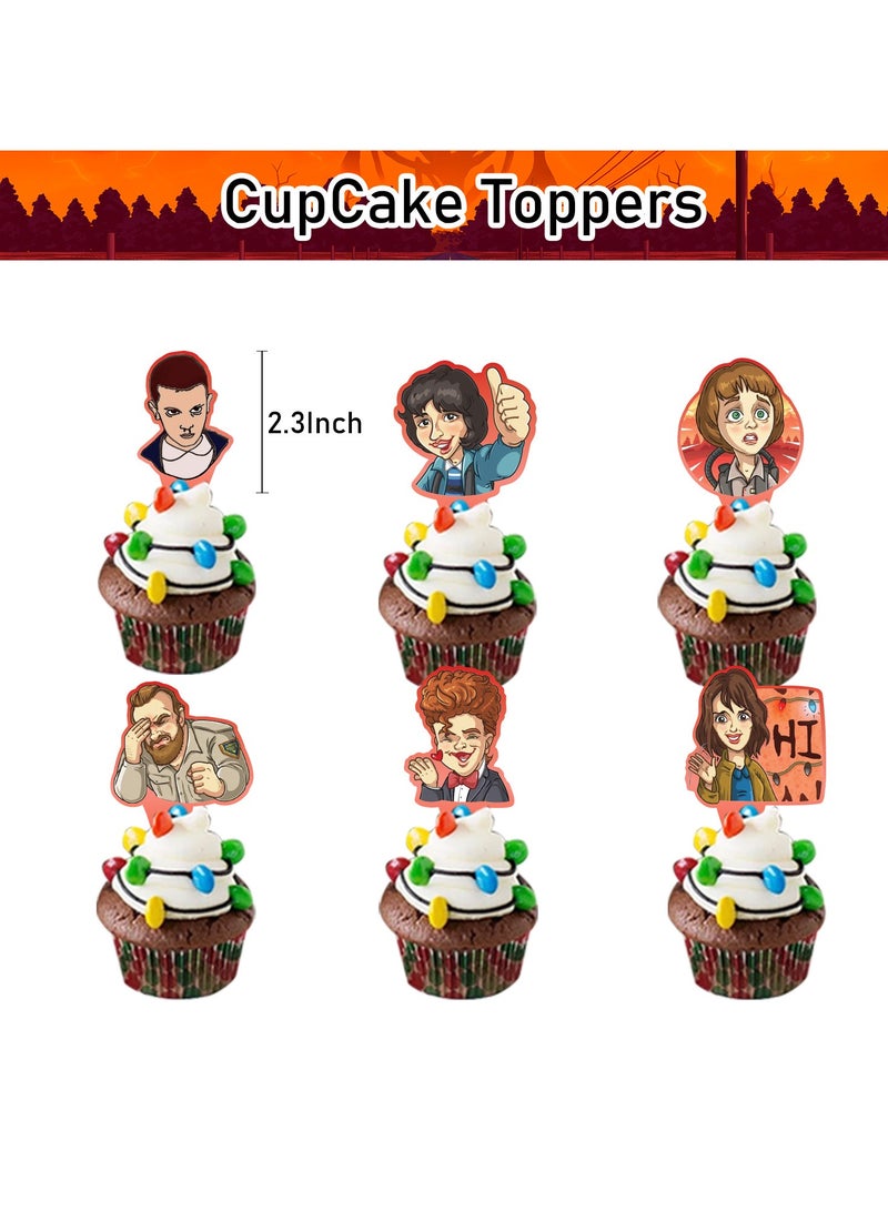 سترانجر ثينكينج **طقم ديكورات حفلة عيد ميلاد بموضوع Stranger Things - مستلزمات حفلات لمحبي الأفلام والأطفال والكبار، ديكور غرفة الاحتفال بعيد الميلاد** - Image 4